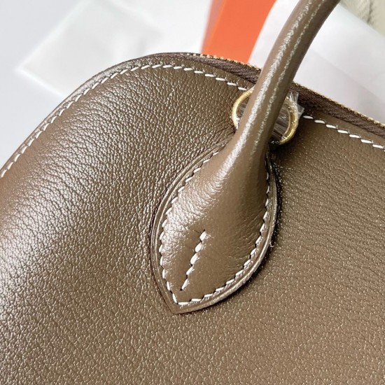 Hermes Bolide 1923 Mini Handmade Bag In Taupe Chevre Mysore Leather