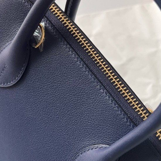 Hermes Bolide 1923 25 Handmade Bag In Blue Saphir Evercolor Calfskin