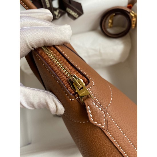 Hermes Bolide 1923 27 Handmade Bag In Gold Clemence Calfskin