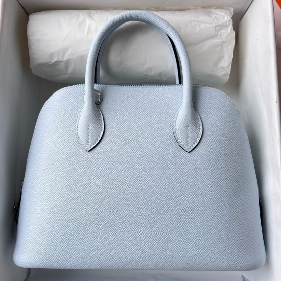 Hermes Bolide 1923 25 Handmade Bag In Blue Brume Epsom Calfskin