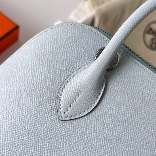 Hermes Bolide 1923 25 Handmade Bag In Blue Brume Epsom Calfskin