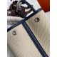 Hermes Garden Party 30 Handmade Bag in Toile and Blue Leather