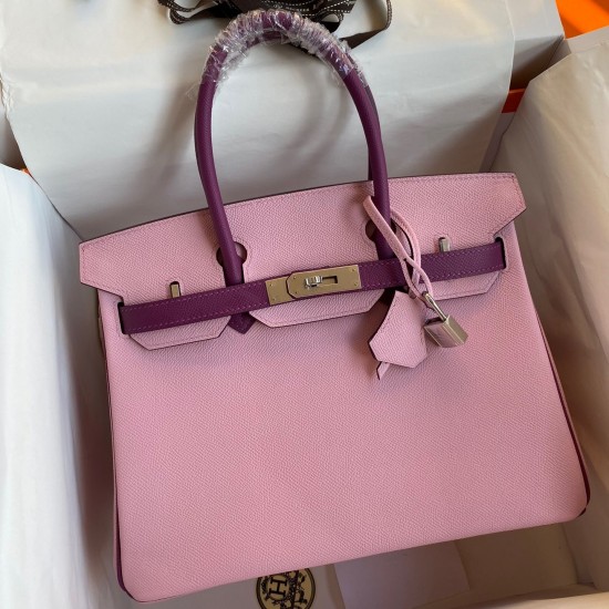 Hermes HSS Birkin 30 Bicolor Bag in Mauve Sylvestre and Anemone Epsom Calfskin