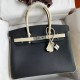 Hermes HSS Birkin 30 Bicolor Bag in Black and Craie Epsom Calfskin