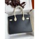 Hermes HSS Birkin 30 Bicolor Bag in Black and Craie Epsom Calfskin