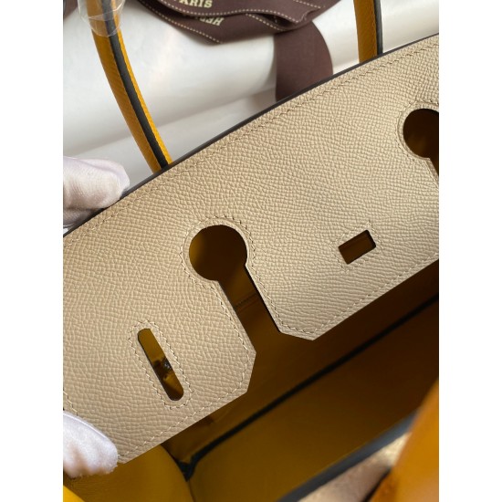 Hermes HSS Birkin 30 Bicolor Bag in Trench and Yellow Epsom Calfskin