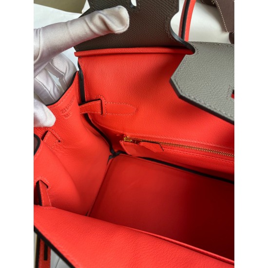 Hermes HSS Birkin 30 Bicolor Bag in Etain and Piment Epsom Calfskin