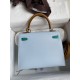 Hermes Kelly Sellier 25 Tricolor Bag in Blue/Green/SesameEpsom Calfskin