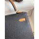 Hermes Kelly Sellier 25 Bicolor Bag in Black and Gold Epsom Calfskin