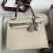 Hermes Kelly Sellier 25 Bicolor Bag in Craie and Gris Asphalt Epsom Calfskin