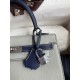 Hermes Kelly Sellier 25 Bicolor Bag in Pearl Grey and Blue Mysore Goatskin