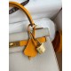 Hermes Kelly Sellier 25 Bicolor Bag in Craie and Yellow Epsom Calfskin