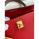 Hermes Kelly Sellier 25 Bicolor Bag in Red and Etain Epsom Calfskin