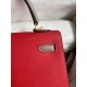 Hermes Kelly Sellier 25 Bicolor Bag in Red and Etain Epsom Calfskin