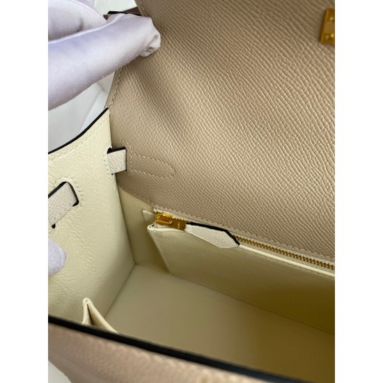 Hermes Kelly Sellier 25 Bicolor Bag in Trench and Craie Epsom Calfskin