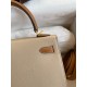 Hermes Kelly Sellier 25 Bicolor Bag in Trench and Gold Epsom Calfskin