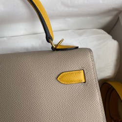 Hermes Kelly Sellier 25 Bicolor Bag in Trench and Yellow Epsom Calfskin