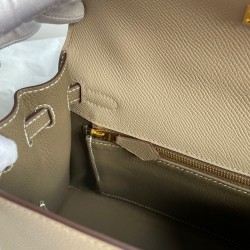 Hermes Kelly Sellier 25 Bicolor Bag in Trench and Taupe Epsom Calfskin