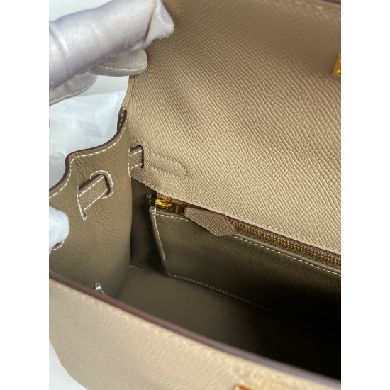 Hermes Kelly Sellier 25 Bicolor Bag in Trench and Taupe Epsom Calfskin