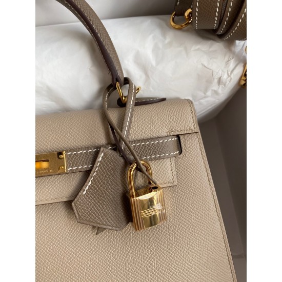 Hermes Kelly Sellier 25 Bicolor Bag in Trench and Taupe Epsom Calfskin