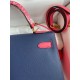 Hermes Kelly Sellier 28 Bicolor Bag in Blue Saphir and Rose Lipstick Epsom Calfskin