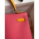 Hermes Kelly Sellier 28 Bicolor Bag in Rose Lipstick and Yellow Epsom Calfskin