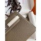 Hermes Kelly Mini II Sellier Bicolor Handmade Bag in Taupe and Craie Epsom Calfskin