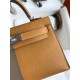 Hermes Kelly Mini II Sellier Tri-color Bag In Taupe/Sesame/Blue Nuit Epsom Calfskin