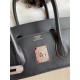 Hermes Birkin 35 Handmade Bag In Toile & Black Swift Leather