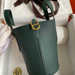 Hermes In The Loop 18 Handmade Bag in Vert Cypres Clemence Leather