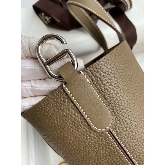 Hermes In The Loop 18 Handmade Bag in Taupe Clemence Leatherther