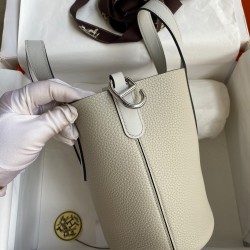 Hermes In The Loop 18 Handmade Bag in Pearl Grey Clemence Leather