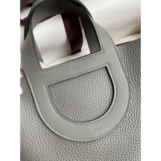 Hermes In The Loop 18 Handmade Bag in Gris Meyer Clemence Leather