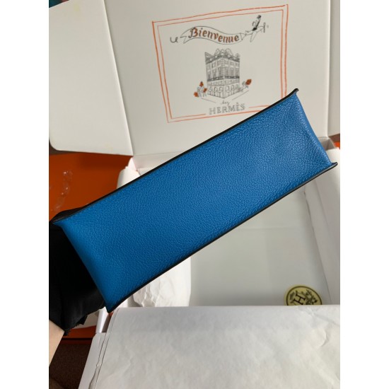 Hermes Kelly Danse II Handmade Bag In Blue Hydra Evercolor Calfskin