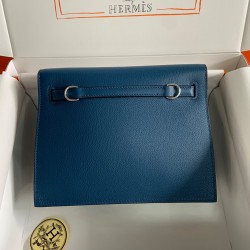 Hermes Kelly Danse II Handmade Bag In Deep Blue Evercolor Calfskin