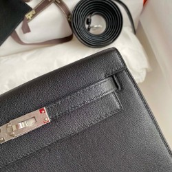 Hermes Kelly Danse II Handmade Bag In Black Evercolor Calfskin