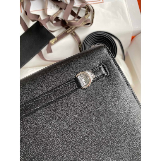 Hermes Kelly Danse II Handmade Bag In Black Evercolor Calfskin