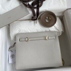 Hermes Kelly Danse II Handmade Bag In Pearl Grey Evercolor Calfskin