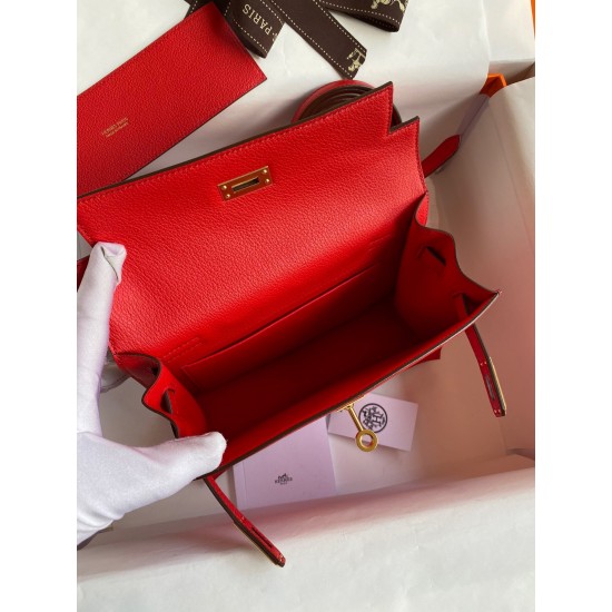 Hermes Kelly Danse II Handmade Bag In Red Evercolor Calfskin