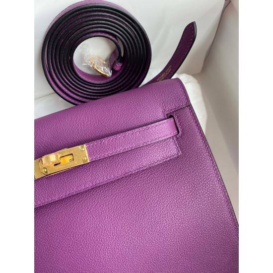 Hermes Kelly Danse II Handmade Bag In Anemone Evercolor Calfskin