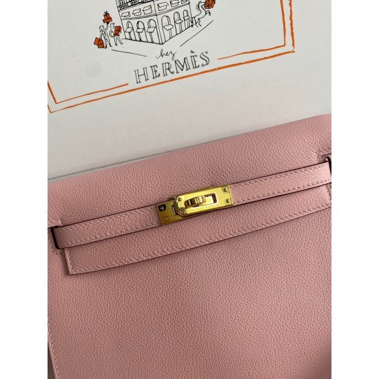 Hermes Kelly Danse II Handmade Bag In Rose Sakura Evercolor Calfskin