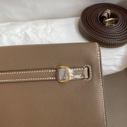 Hermes Kelly Danse II Handmade Bag In Taupe Evercolor Calfskin