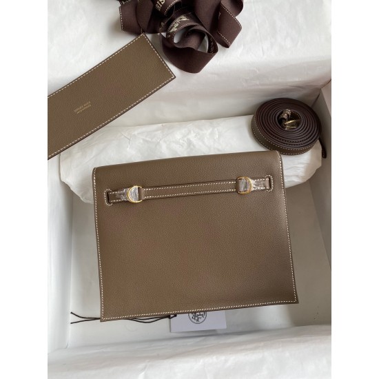 Hermes Kelly Danse II Handmade Bag In Taupe Evercolor Calfskin