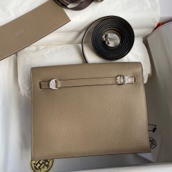 Hermes Kelly Danse II Handmade Bag In Gris Tourterelle Evercolor Calfskin