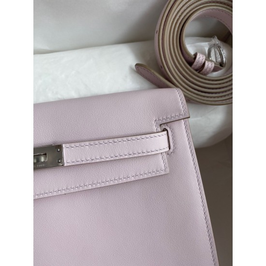 Hermes Kelly Danse II Bag In Mauve Pale Evercolor Calfskin