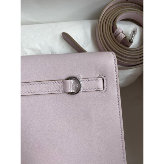 Hermes Kelly Danse II Bag In Mauve Pale Evercolor Calfskin