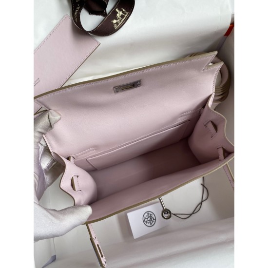 Hermes Kelly Danse II Bag In Mauve Pale Evercolor Calfskin