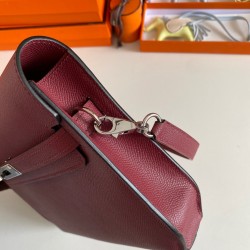 Hermes Kelly Depeches 25 Pouch in Bordeaux Epsom Calfskin