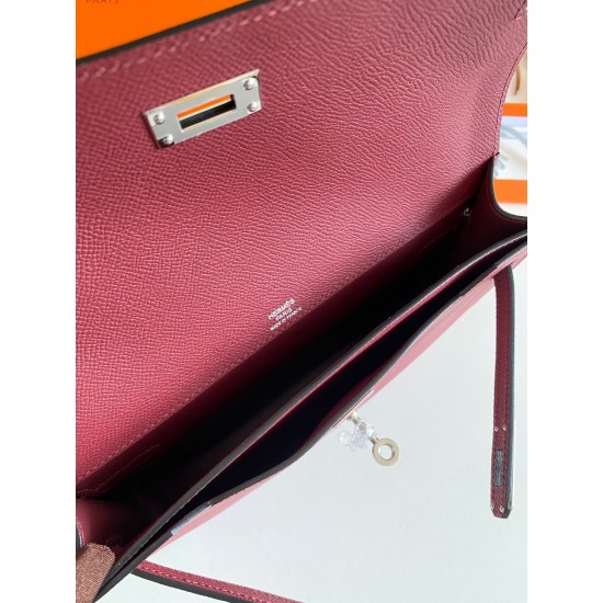 Hermes Kelly Depeches 25 Pouch in Bordeaux Epsom Calfskin