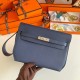 Hermes Kelly Depeches 25 Pouch in Blue Saphir Epsom Calfskin